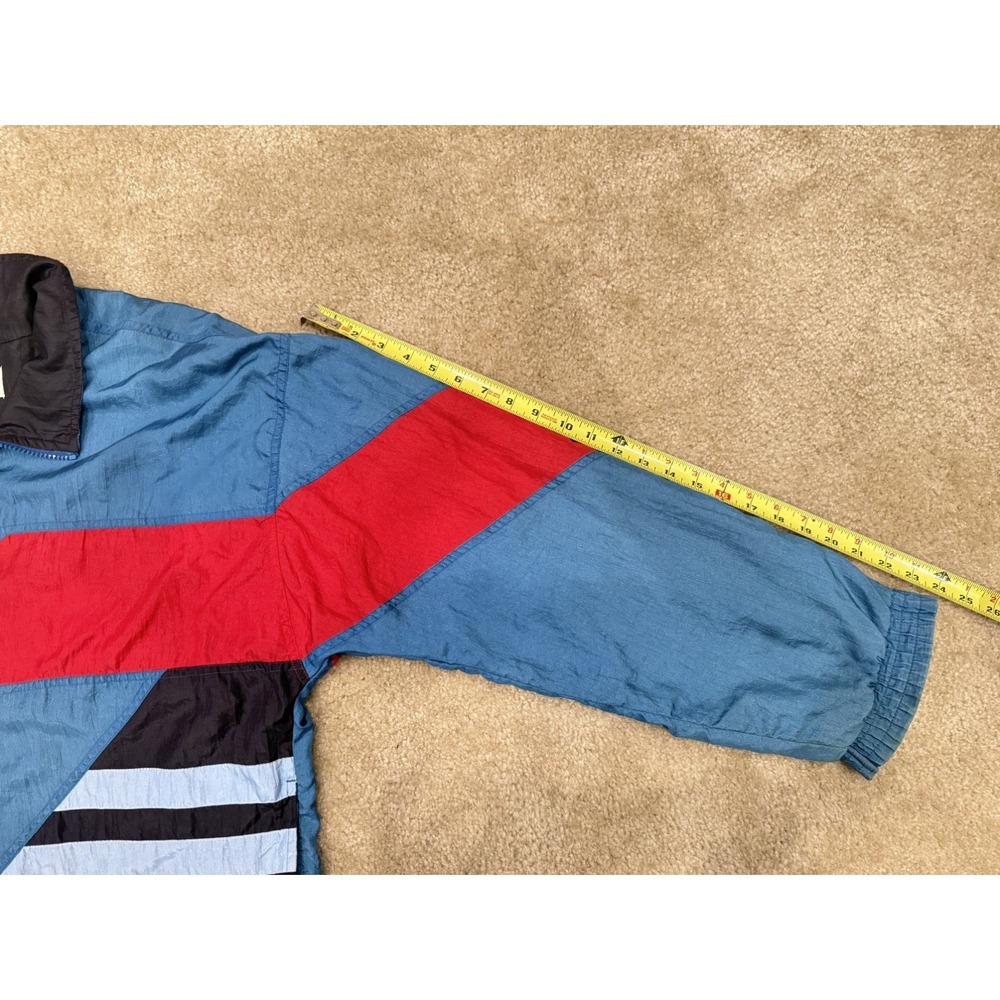Vintage LAVON Windbreaker Jacket Colorblock 80s 90s Retro black red Teal L - Picture 4 of 6